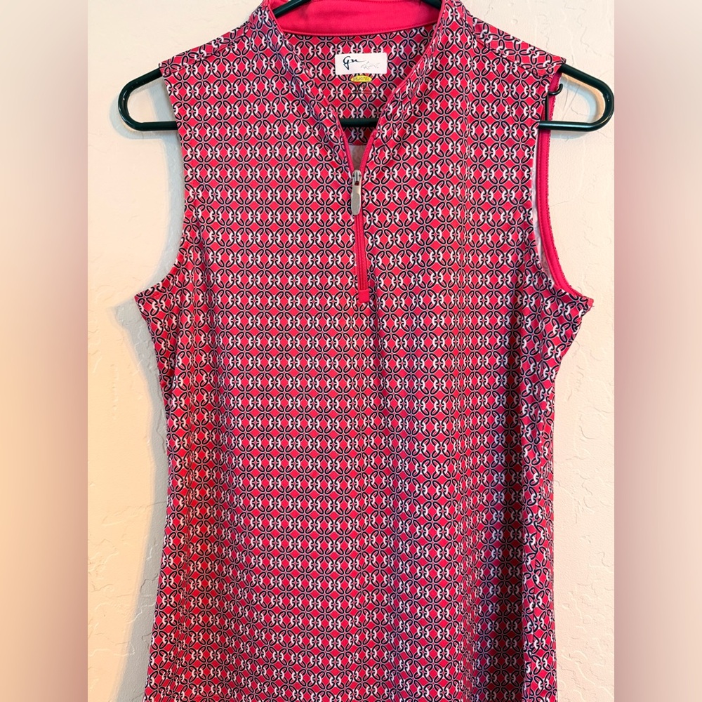 Greg Norman Collection Pink and Black Patterned Sleeveless Blouse